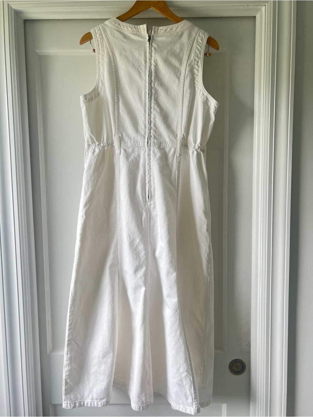 Sundance white cotton twill Sleeveless White V-Neck Maxi Dress - Picture 5 of 11